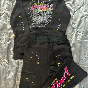 Black Graphic Sweatshirt and Joggers Set